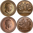 Medaillen alle Welt: Österreich Kaiserreich, Franz Joseph I. 1848-1916: Lot 2 Stück, Bronzemedaille 1873, von Tautenhayn und Schwenzer, Preismedaille ...