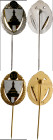Orden & Ehrenzeichen: Deutsches Reich (nach 1918): Silberne und goldene Anstecknadel des DEUTSCHEN REICHSKRIEGERBUNDES (Kyffhäuser-Bund), jeweils mit ...
