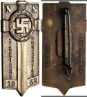 Orden & Ehrenzeichen: Deutsches Reich (nach 1918): 1. NS Reichsjugendtag 1932, Buntmetallanstecker an Senkrechtnadel, rückseitig Hersteller HOFSTÄTTER...