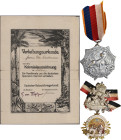 Orden & Ehrenzeichen: Deutsches Reich 1922: Deutscher Kolonial-Krieger-Bund, Kolonialauszeichnung in Silber, an kurzem originalem Bandabschnitt mit zu...