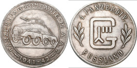 Orden & Ehrenzeichen: Drittes Reich: Wehrmacht Heer, nichttragbare Erinnerungsmedaille 4. PANZERDIV. RUSSLAND / PANZERSPÄH-KOMPANIE Pz A.A.7. 1941-42 ...