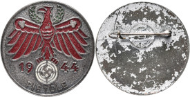 Orden & Ehrenzeichen: Drittes Reich: Standschützenverband Tirol-Vorarlberg ”Tiroler Schützen” Steckabzeichen in Kriegsmetall, Inschrift ”1944 / PISTOL...