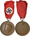Orden & Ehrenzeichen: Drittes Reich: Bronzemedaille 1933, auf die Wahl Adolf Hitlers zum Reichskanzler, Colbert/Hyder C-33, 30,1 mm, am Originalband, ...