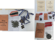 Orden & Ehrenzeichen: Drittes Reich: Kleiner Nachlass des Obergefreiten Albert Weigele. Medaille Winterschlacht im Osten mit Herstellerpunze 6 im Band...