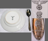 Varia, Sonstiges: Suppenteller und ein Löffel aus Haushalt des Generalstabes von Anton Ludwig Friedrich August von Mackensen - preußischer Generalfeld...
