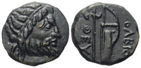 Sarmatien. Olbia.

 Bronze. Ca. 270 - 260 v. Chr.
Vs: Kopf des Flussgottes Borysthenes rechts.
Rs: Axt neben Bogentasche (Gorytos).

24 mm. 8,53...