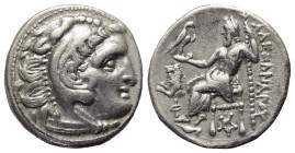 Königreich Makedonien. Alexander III. der Große (336 - 323 v. Chr.).

 Drachme (Silber). Ca. 301 - 297 v. Chr. Kolophon.
Vs: Kopf des jugendlichen ...