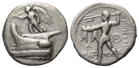 Königreich Makedonien. Demetrios I. Poliorketes (306 - 283 v. Chr.).

 Drachme (Silber). Ca. 298 - 295 v. Chr. Tarsos.
Vs: Nike mit Posaune auf Sch...