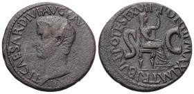 Tiberius (14 - 37 n. Chr.).

 As (Kupfer/Bronze). 15 - 16 n. Chr. Rom.
Vs: TI CAESAR DIVI AVG F AVGVST IMP VII. Kopf links.
Rs: PONTIF MAXIM TRIBV...