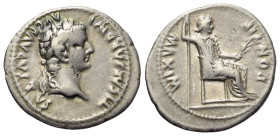Tiberius (14 - 37 n. Chr.).

 Denar (Silber). 18 - 35 n. Chr. Rom.
Vs: TI CAESAR DIVI AVG F AVGVSTVS. Kopf mit Lorbeerkranz rechts.
Rs: PONTIF MAX...