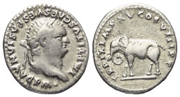 Titus (79 - 81 n. Chr.).

 Denar (Silber). 80 n. Chr. Rom.
Vs: IMP TITVS CAES VESPASIAN AVG P M. Belorbeerter Kopf rechts.
Rs: TR P IX IMP XV COS ...