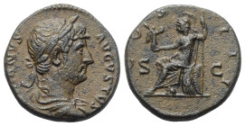 Hadrianus (117 - 138 n. Chr.).

 Semis (Messing). 125 - 128 n. Chr. Für den Umlauf in Syrien.
Vs: HADRIANVS AVGVSTVS. Büste mit Lorbeerkranz, Drapi...