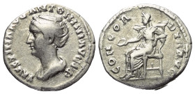 Faustina I. (gest. 141 n. Chr.).

 Denar (Silber). 138 - 139 n. Chr. Rom.
Vs: FAVSTINA AVG-ANTONINI AVG P P. Drapierte Büste mit perlengeschmückter...