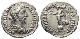 Marcus Aurelius (161 - 180 n. Chr.).

 Denar (Silber). 179 n. Chr. Rom.
Vs: M AVREL ANTONINVS AVG. Panzerbüste mit Lorbeerkranz rechts.
Rs: TR P X...
