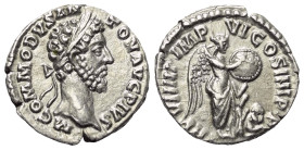 Commodus (177 - 192 n. Chr.).

 Denar (Silber). 183 - 184 n. Chr. Rom.
Vs: M COMMODVS ANTON AVG PIVS. Kopf mit Lorbeerkranz rechts.
Rs: P M TR P V...