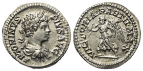 Caracalla (197 - 217 n. Chr.).

 Denar (Silber). 201 - 206 n. Chr. Rom.
Vs: ANTONINVS - PIVS AVG. Büste mit Lorbeerkranz, Paludament und Panzer rec...