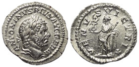 Caracalla (197 - 217 n. Chr.).

 Denar (Silber). 216 n. Chr. Rom.
Vs: ANTONINVS PIVS AVG GERM. Kopf mit Lorbeerkranz rechts.
Rs: VENVS VICTRIX. Ve...