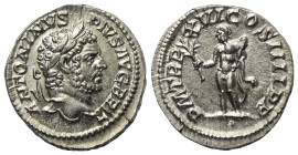 Caracalla (197 - 217 n. Chr.).

 Denar (Silber). 216 n. Chr. Rom.
Vs: ANTONINVS PIVS AVG BRIT. Kopf mit Lorbeerkranz rechts.
Rs: P M TR P XVI COS ...