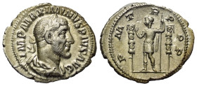 Maximinus I. Thrax (235 - 238 n. Chr.).

 Denar (Silber). 235 n. Chr. Rom.
Vs: IMP MAXIMINVS PIVS AVG. Büste mit Lorbeerkranz, Paludament und Panze...