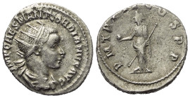 Gordianus III. (238 - 244 n. Chr.).

 Antoninian (Silber). 239 - 240 n. Chr. Antiochia.
Vs: IMP CAES M ANT GORDIANVS AVG. Büste mit Strahlenkrone, ...
