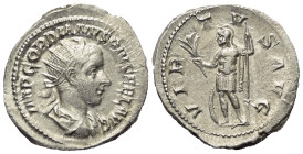Gordianus III. (238 - 244 n. Chr.).

 Antoninian (Silber). 239 - 240 n. Chr. Rom.
Vs: IMP GORDIANVS PIVS FEL AVG. Büste mit Strahlenkrone und Panze...