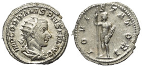 Gordianus III. (238 - 244 n. Chr.).

 Antoninian (Silber). 241 - 243 n. Chr. Rom.
Vs: IMP GORDIANVS PIVS FEL AVG. Büste mit Strahlenkrone, Paludame...