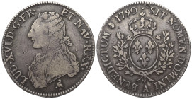 Frankreich. Königreich. Ludwig XVI. (1774 - 1792).

 Écu aux branches d'olivier (Silber). 1790 A. Paris.
Vs: LUD. XVI. D. G. FR. - ET. NAV. REX. Bü...