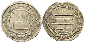 Abbasiden. al-Mahdi (158 - 169 H. / 775 - 785).

 Dirham (Silber). 162 H. Madinat Jayy.
Vs: Im Zentrum erster Teil der Shahadah; außen Münzstätte u...