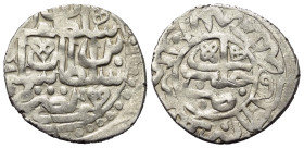Osmanen. Murad III. (982 - 1003 H. / 1574 - 1595).

 Dirham (Silber). 982 H. Halab.
Vs: Titel und Name.
Rs: Segensformel, Prägestätte und Jahr des...
