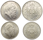 Deutschland - Lots.


Deutschland nach 1871. 
Kaiserreich. Bayern. Prinzregent Luitpold (1886 - 1912).

Lot (2 Stück, Silber): 3 und 2 Mark 1911...