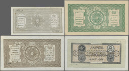 Afghanistan: 5 Afghanis ND (1926-1928), P.6 , 2 x 10 Afganis (P.8+P.9b). P9b with small tear at lower margin, otherwise aUNC. Lot 3 Banknotes.
 [diff...