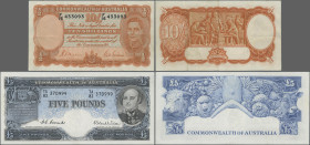 Australia: 10 Shillings ND (1939), 5 Pounds ND (1954-1959),P. 25 a, 31 a, VF, XF
 [differenzbesteuert]