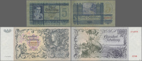 Austria: 5 Schilling 1.7.1927, 100 Schilling 3.1.1949, P. 93, 132, F-VF, Good VF
 [differenzbesteuert]
