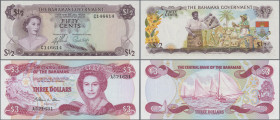 Bahamas: 1/2 Dollar ND (1965), 3 Dollars ND (1984), P. 17, 44 a, UNC
 [differenzbesteuert]