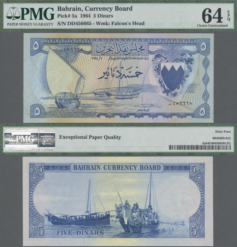 Bahrain: 5 Dinar 1964, PMG 64 EPQ, P. 5 a, UNC
 [differenzbesteuert]