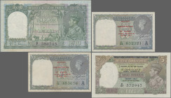 Burma: 10 Rupees ND (1938), 1(2),5,10 Rupees ND (1945), 1,5,10 Rupees ND (1947), P. 5,25a,26b, 28, 30 ,31 ,32, VF-XF
 [differenzbesteuert]