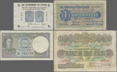 Ceylon: 1 Rupee 10.11.1938, 19.9.1942, 5 Rupees 24.7.1937, 10 Rupees 24.6.1945, 5 Cents 1.6.1942, P. 16 c, 34, 23 b, 36 Aa, 42 a, VF (3), F, AU
 [dif...