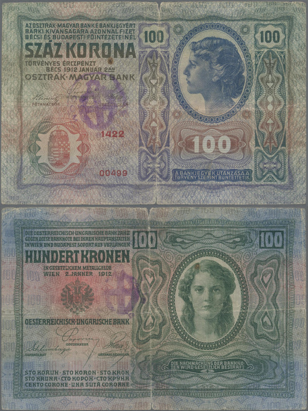 Croatia: 100 Kronen 2.1.1912, Stamp ”Buje/Buie”, Barac H 104, very rare, F
 [di...