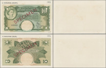 East Africa: 10 Shillings ND (1958), SPECIMEN, Averse and Reverse separately printed and glued on numbered cardboard, P. 38, AU
 [differenzbesteuert]