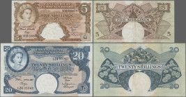 East Africa: 5, 20 Shillings ND (1961), P. 41 a, 43 b, VF
 [differenzbesteuert]