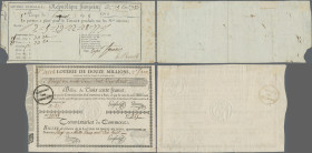 France: 3 different lottery tickets, 300 Francs 1799, Lotterie de Francs 1813 (2), traces of mounting on reverse, XF, VF, VG
 [differenzbesteuert]