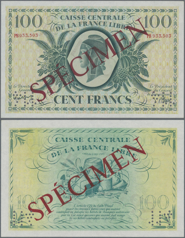 French Equatorial Africa: 100 Francs 1941 SPECIMEN, P.13s, red serial number PB ...