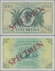 French Equatorial Africa: 100 Francs 1941 SPECIMEN, P.13s, red serial number PB 933.503, red overprint ”Specimen” and perforated Specimen number ”114”...