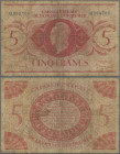 French Equatorial Africa: Caisse Centrale de la France d'Outre-Mer, 5 Francs 1944, blue serial number and left signature Duval, P.15a, minor margin sp...