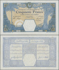 French West Africa: 50 Francs 12.2.1920, Grand-Bassam, P. 9Da, multiple needle holes, top margin repaired tear, otherwise Good VF
 [differenzbesteuer...