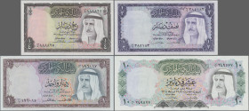 Kuwait: 1/4, 1/2, 1,10 Dinars 1968, P. 6a, 7a, 8, 10, UNC,VF,AU, AU
 [differenzbesteuert]