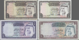 Kuwait: Central Bank of Kuwait, lot with 7 banknotes, Series L.1968, with 2x 1/4, 2x 1/2, 1, 5 and 10Dinars, P.6a,b, 7a,b, 8-10, Condition: F- to aUNC...