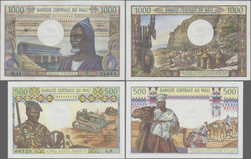 Mali: Banque Central du Mali, Serie ND(1970-84), pair with 500 Francs (P.12b, UN...