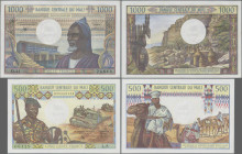 Mali: Banque Central du Mali, Serie ND(1970-84), pair with 500 Francs (P.12b, UNC) and 1.000 Francs (P.13b, XF+/aUNC). (2 pcs.)
 [differenzbesteuert]