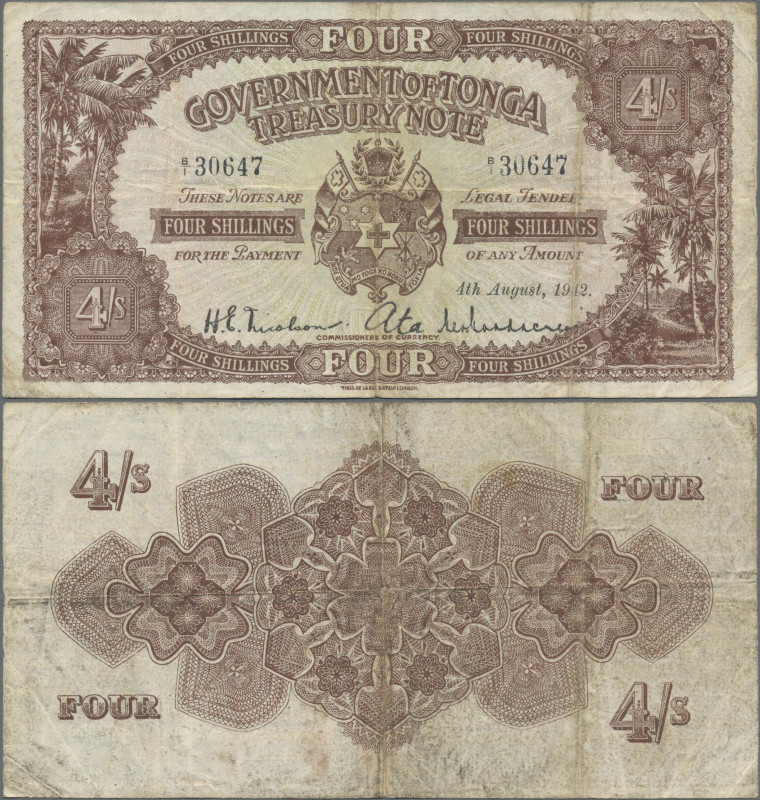 Tonga: 4 Shllings 4.8.1942, P. 9 a, VG-F
 [differenzbesteuert]
Gebotslos, Zusc...